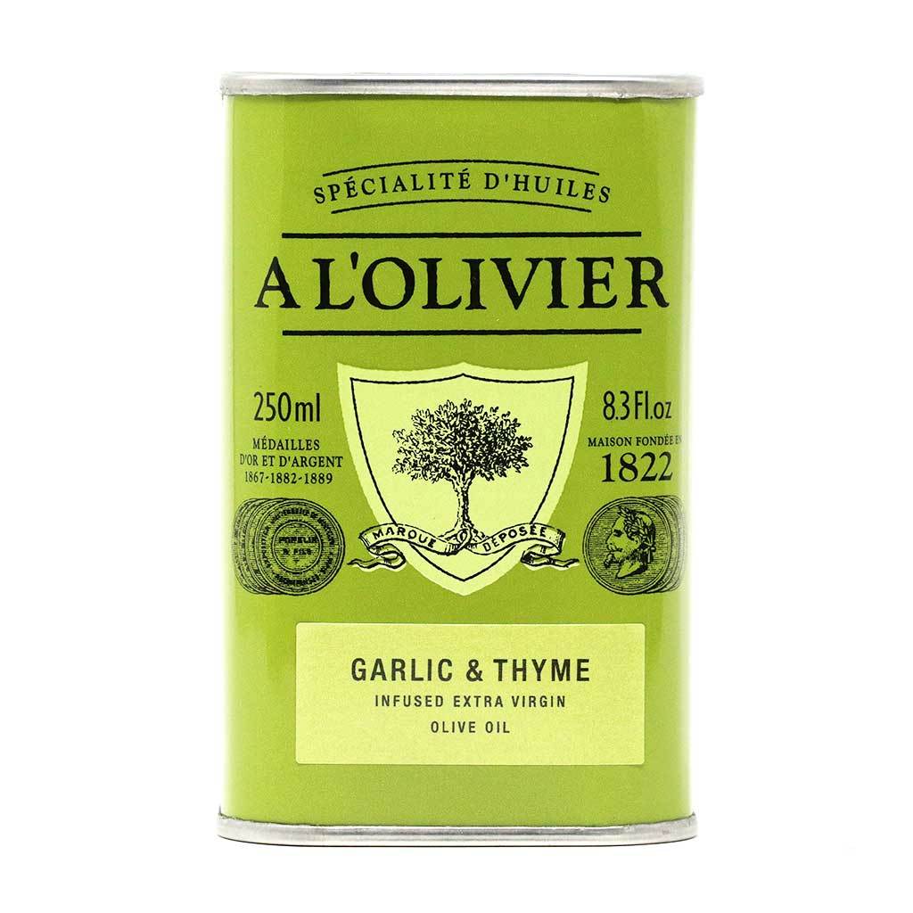 A L'Olivier - Extra Virgin Olive Oil Infused With Garlic & Thyme Tin, 250ml