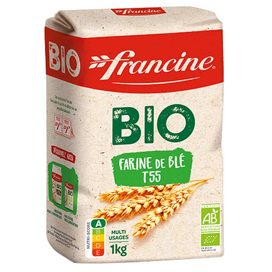 Francine Organic Wheat Flour T55, 1kg (2.2lbs)