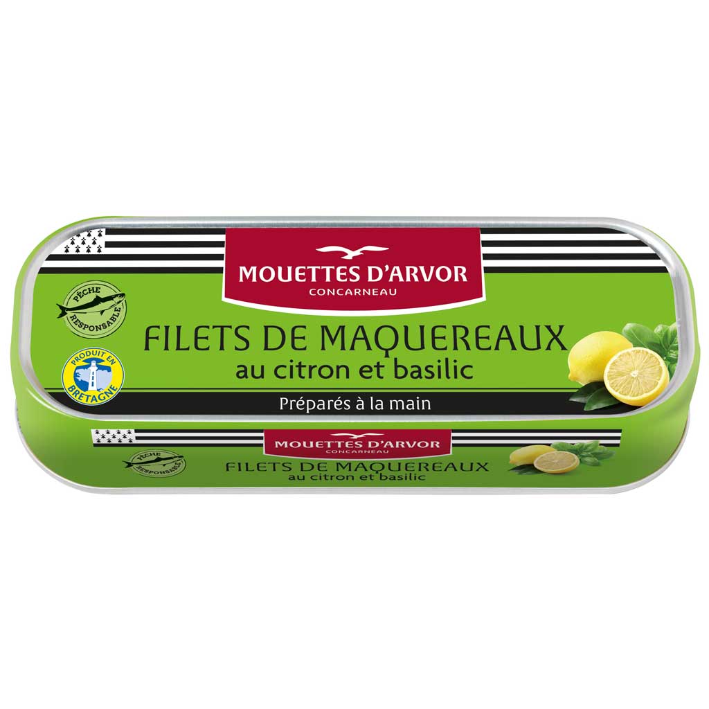 Mouettes d'Arvor - Mackerel Fillets w/ Lemon and Basil 176g (6.2oz)