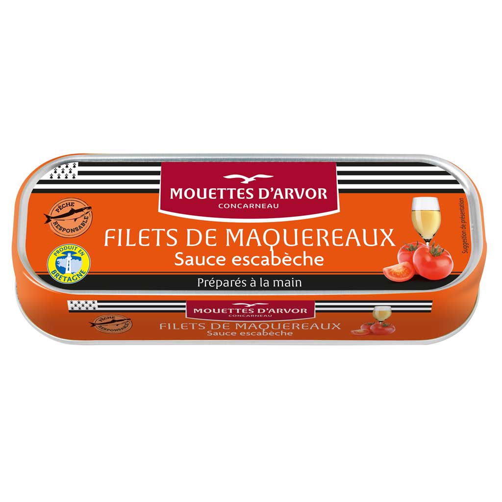 Mouettes d'Arvor - Mackerel Fillets in Escabeche Sauce, 169g