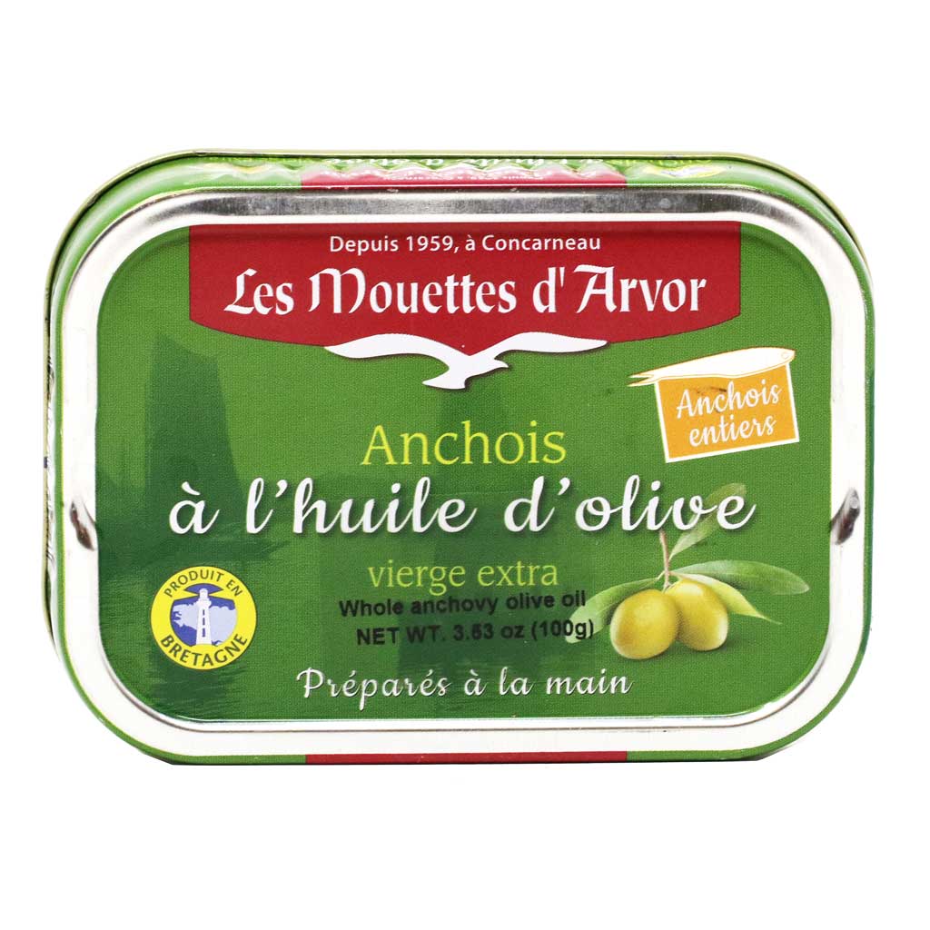 Mouettes d'Arvor - Whole Anchovies in Extra Virgin Olive Oil, 100g (3.5oz)