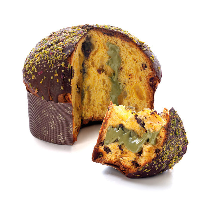 Panettone Filled w/ Pistachio Cream and “Cioccolato Di Modica Igp”, Tin 1kg