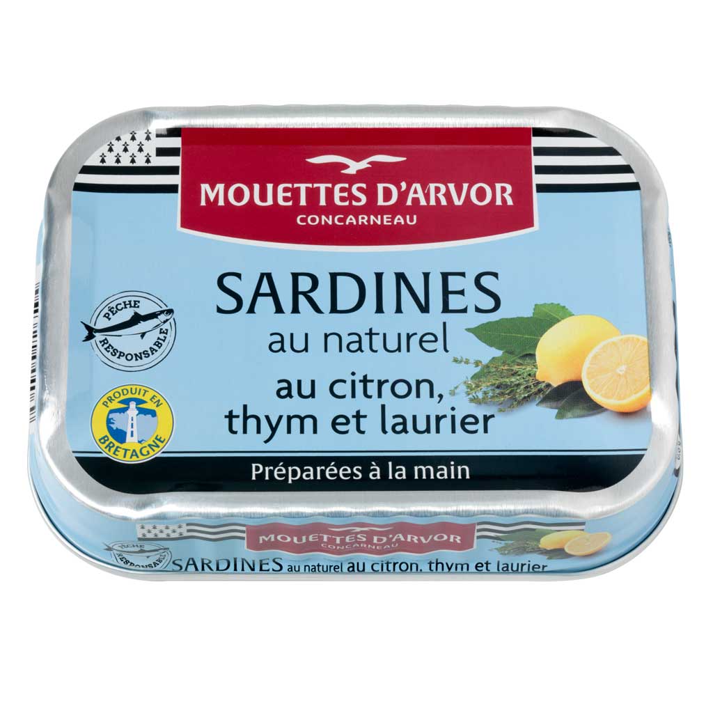Mouettes d'Arvor - All-Natural Sardines with Lemon, Thyme & Laurel 115g