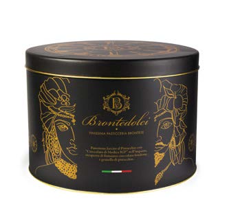 Panettone Filled w/ Pistachio Cream and “Cioccolato Di Modica Igp”, Tin 1kg