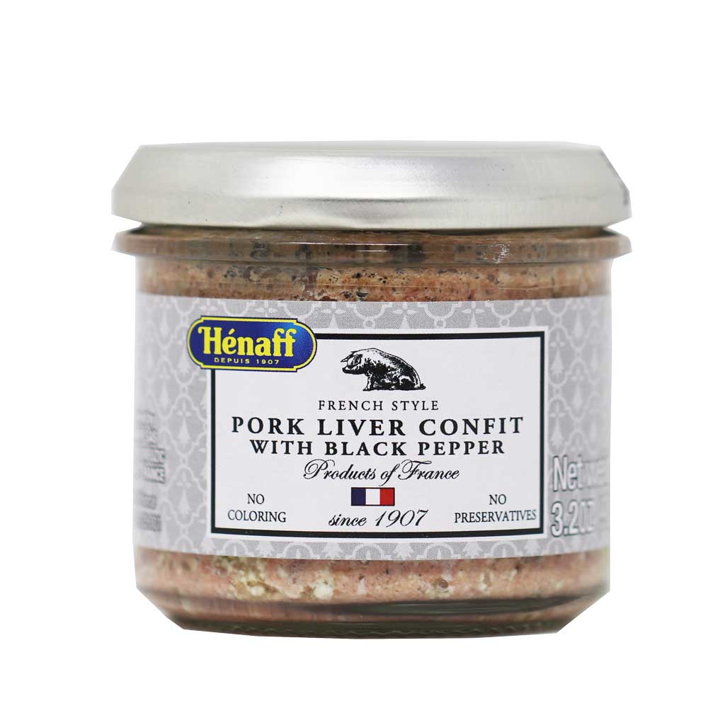 Henaff French Pork Liver Confit with Peppercorn, 90g Jar