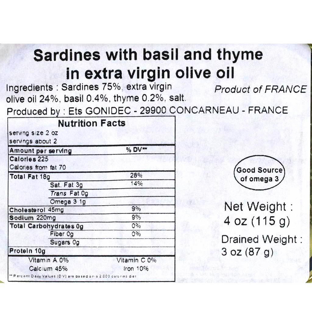 Mouettes d'Arvor - Sardines with Basil and Thyme, 115g