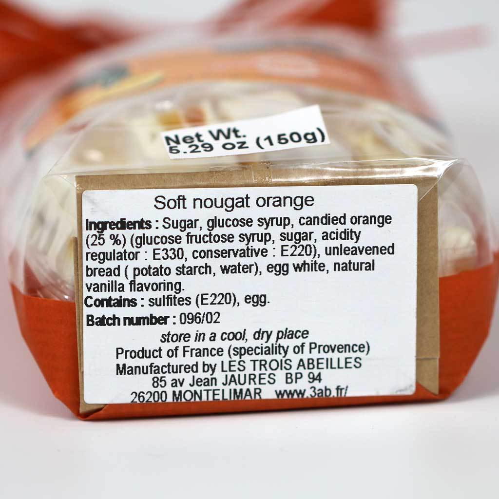 Trois Abeilles - Soft Nougat with Candied Orange Peels, 150g