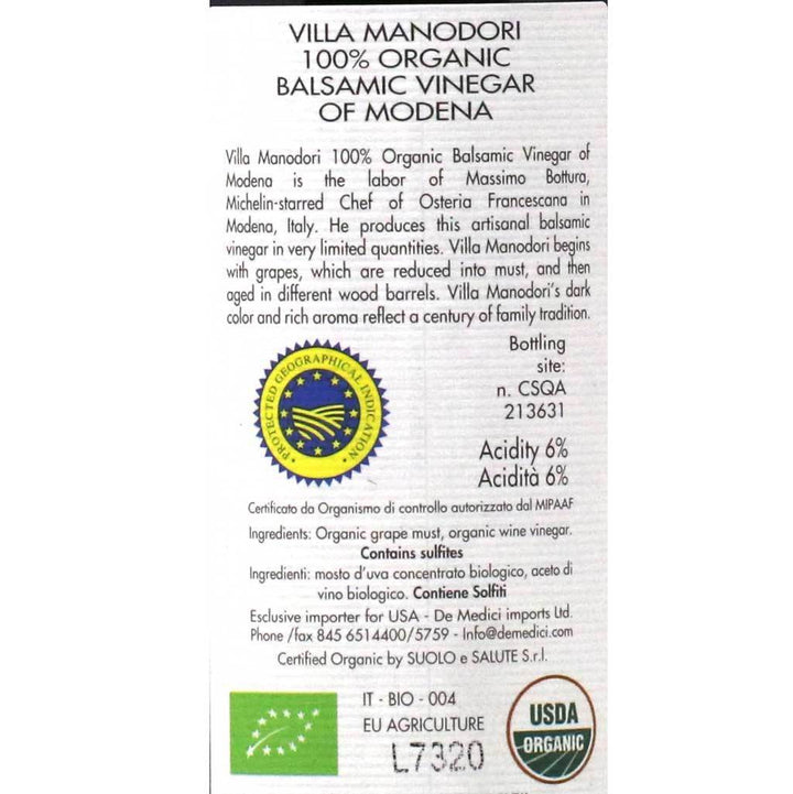 Villa Manodori - Organic Balsamic Vinegar, 250ml