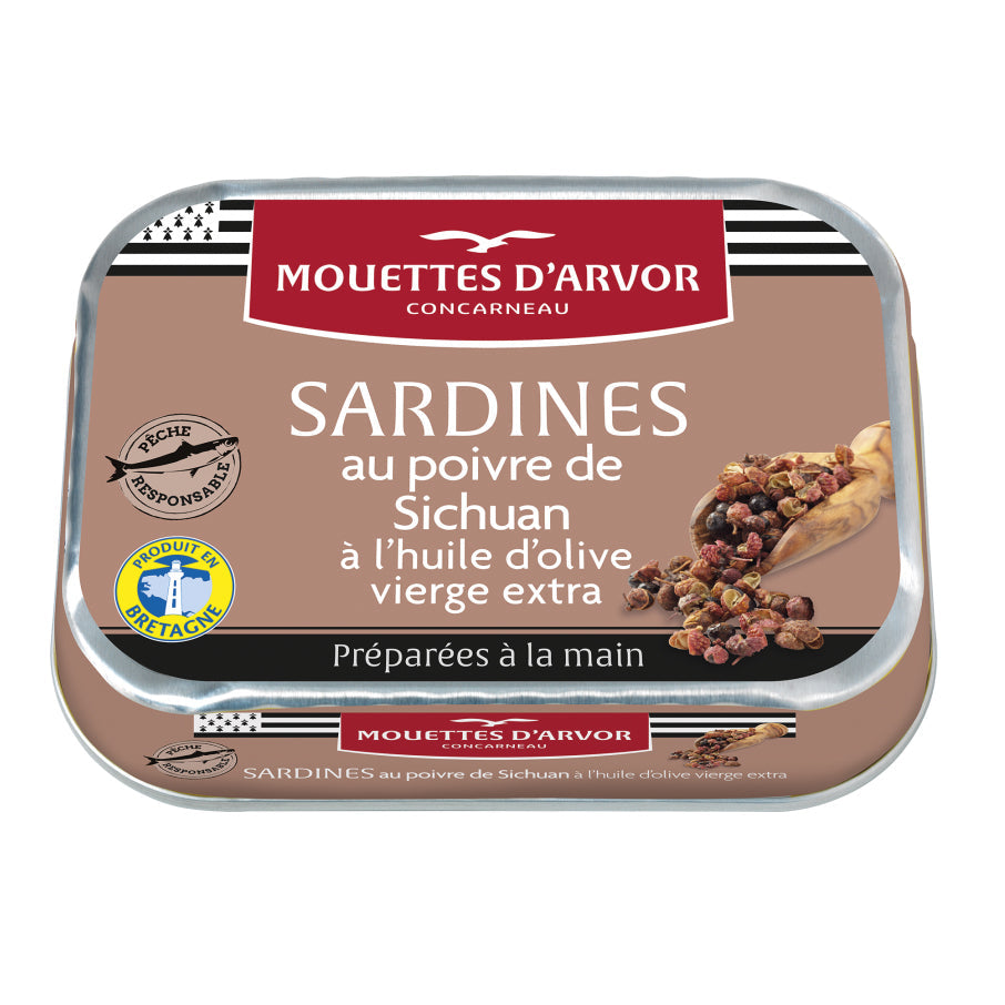 Mouettes d'Arvor - Sardines with Olive Oil & Sichuan Peppercorns, 115g